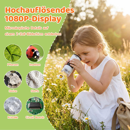 Wothfav Digitales Kindermikroskop 1000x mit IPS-Display und LED