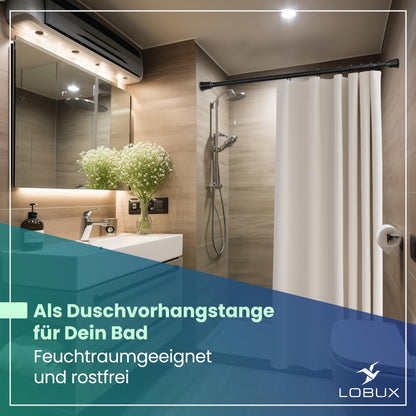 LOBUX Gardinenstange ohne Bohren, schwarz, 110-250 cm, Ø 32 mm