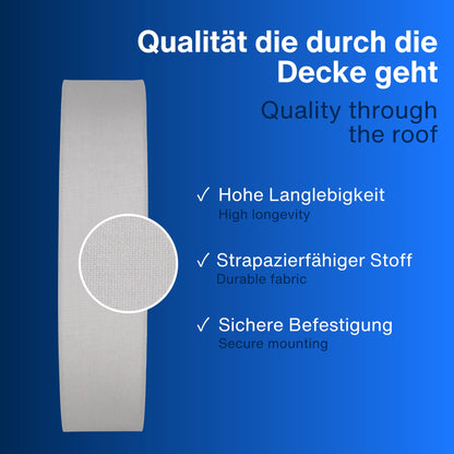 REV Deckenleuchte – Rund 50cm Stoffschirm Vintage Grau