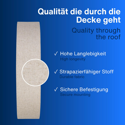 REV LED Deckenleuchte rund 50 cm, Stoffschirm Taupe, 6x E27
