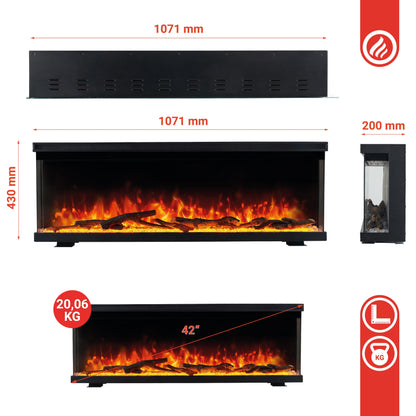 KAMINIO LEA 3-in-1 Elektrokamin Panoramablick - 42 Zoll