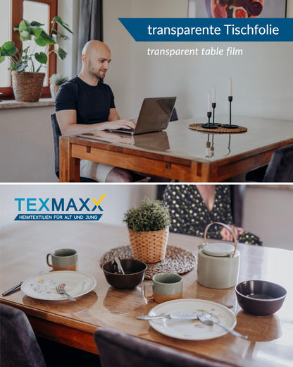 TEXMAXX Tischfolie transparent 2mm abgeschrägte Kante 100 x 200 cm