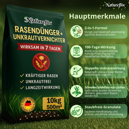 Natureflix Rasendünger mit Unkrautvernichter – extra stark 10kg