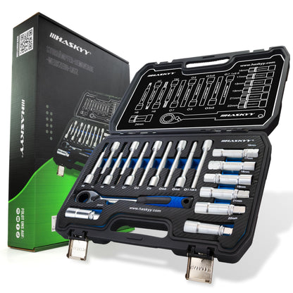 Stossdämpfer Demontage Werkzeug Satz 18-tlg. KFZ Spezial. Set aus silbernen Metallwerkzeugen zur Demontage von Stossdämpfern.