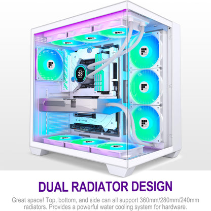 FOIFKIN F600 ATX Mid-Tower Gaming PC Gehäuse mit ARGB Lüftern - Weiss