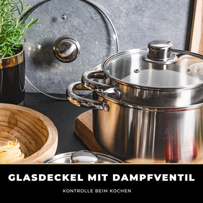KARL HAUSMANN LINDA Topfset Edelstahl 4-teilig mit Glasdeckel