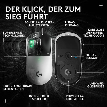 Logitech G PRO X2 SUPERSTRIKE LIGHTSPEED Gaming-Maus, weiss