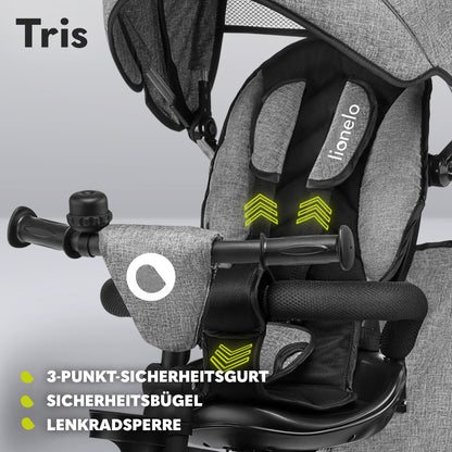 Lionelo Tris 2in1 Dreirad Buggy faltbar – Sitz 180° drehbar