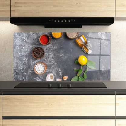 ARTHUB® Küchenrückwand Glas ESG 60x120 cm - Lebensmittel Gewürze