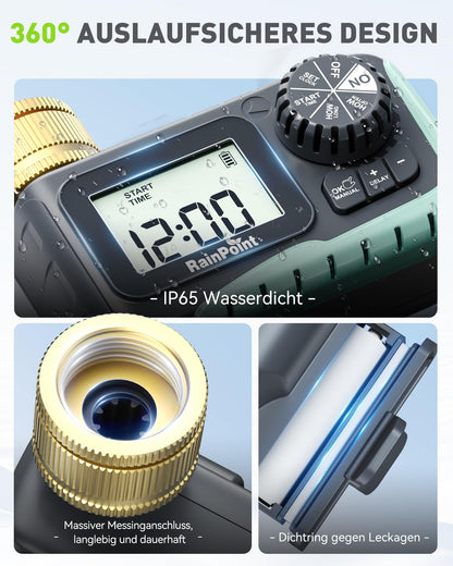 RAINPOINT Bewässerungscomputer mit Messing-Einlass, IP65