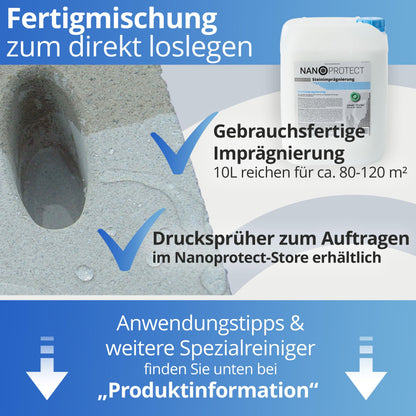 Nanoprotect Steinimprägnierung 10L – Gegen Grünbelag und Einschmutzung