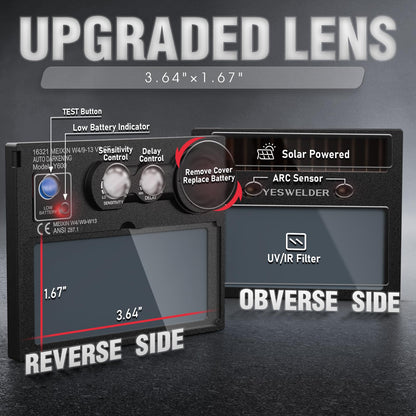 YESWELDER Automatik-Schweisshelm LYG-L600A, Solar, Blaulichtschutz