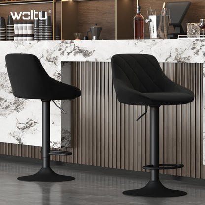 WOLTU Barhocker 2er Set - Samt, höhenverstellbar, schwarz