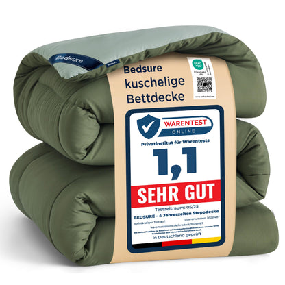 BEDSURE Bettdecke 135x200 cm Ganzjahresdecke Bronzegrün/Eisberggrün, waschbares Duvet für Allergiker