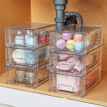 Vtopmart Aufbewahrungsschubladen 4er-Set, stapelbar, transparent