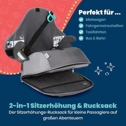 Trunki BoostApak 2-in-1 Sitzerhöhung & Rucksack, i-Size, Grau