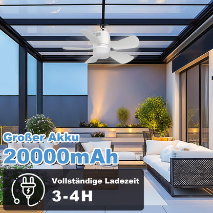 Gliztech Deckenventilator Outdoor mit Licht, Akku 20000 mAh, 50 cm