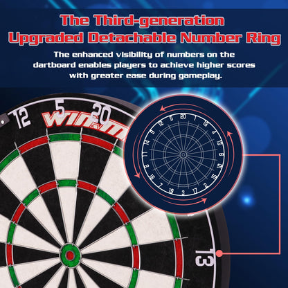 WIN.MAX Steeldartscheibe Set mit 12 Dartpfeilen und 24 Flights