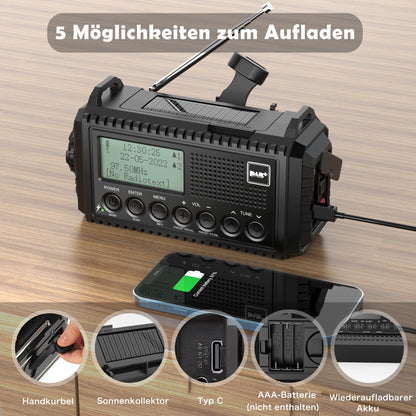 Mesqool Kurbelradio CR1009Pro DAB+ mit Solar und LED-Taschenlampe