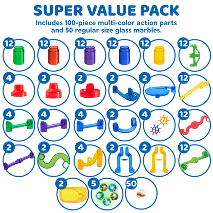 JOYIN Murmelbahn Kugelbahn Set – 170 Teile Mehrfarbig für Kinder