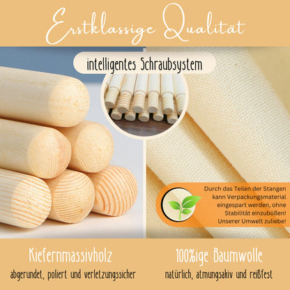 LIONHERZ® Tipi Zelt Kinder Stabil – Baumwolle Cremeweiss