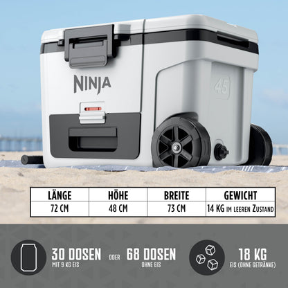 Ninja FrostVault Kühlbox mit Rollen, 42 l, Wolkenweiss, FB245EUWH