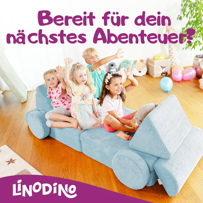 Linodino Spielsofa Cord Fantasiewelt Softbausteine - Einhornblau
