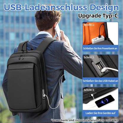 Fenree.geer Laptop Rucksack 15,6 Zoll mit USB, erweiterbar, schwarz