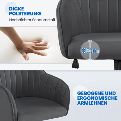 Yaheetech Bürostuhl Drehstuhl Homeoffice Samt - Dunkelgrau