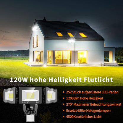 LED Flutlicht Aussen 120W – Bewegungsmelder 4500K IP66