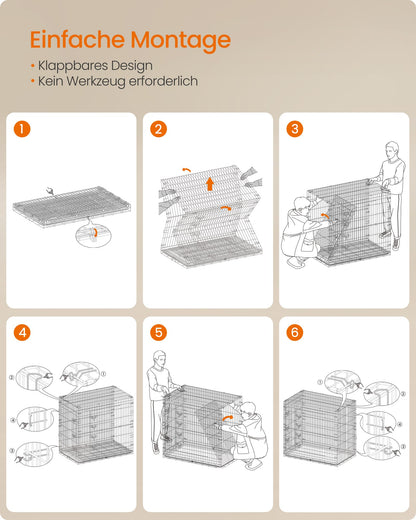 Feandrea Hundekäfig Klappbar – XXL Hoch 122 cm Schwarz PPD050B01