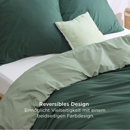 Bedsure Wendebettwäsche 135x200 Baumwolle 4teilig Salbeigrün