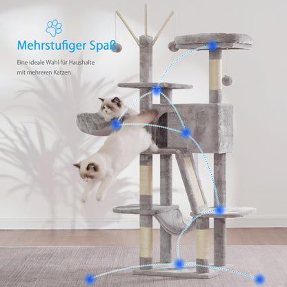Hey-brother Kratzbaum MPJ019-SW, 135 cm, Hellgrau, mit Hängematte
