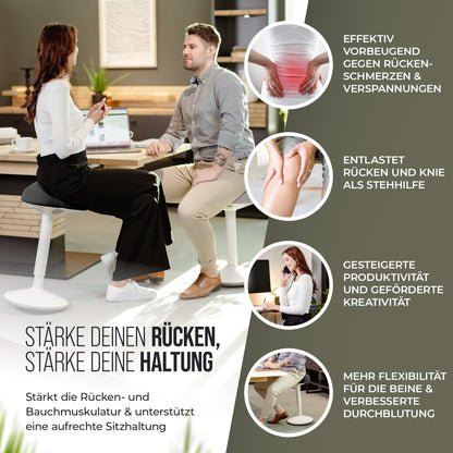 Vina Home SH-01 Ergonomischer Bürohocker IGR zertifiziert – Schwarz