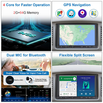 CarPro Doppel Din Android Autoradio - 7 Zoll Wireless CarPlay