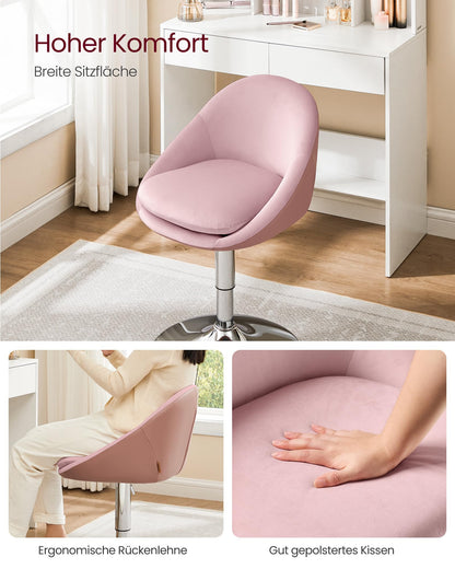 VASAGLE LJB100R01 Drehstuhl verstellbar – Pastellrosa