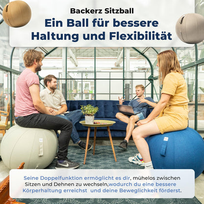 Backerz Sitzball Ergonomisch Büro Fitness – 65 cm Cremegrau