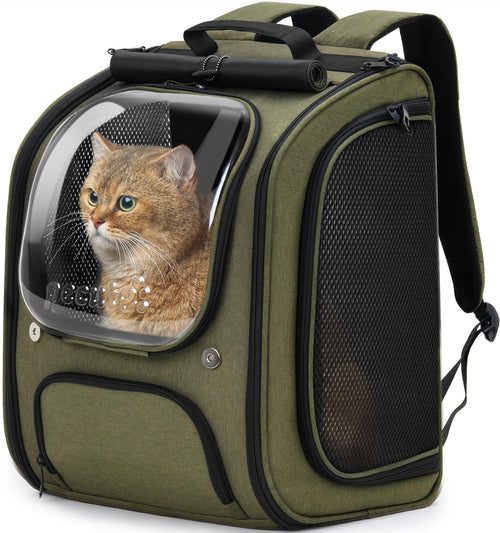 pecute Katzenrucksack Bubble, faltbar, mit Netzfenster, dunkelgrün