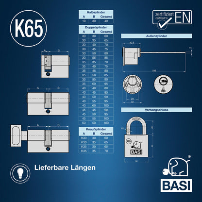 BASI K65 Profilzylinder System Konfigurator - Gleichschliessend