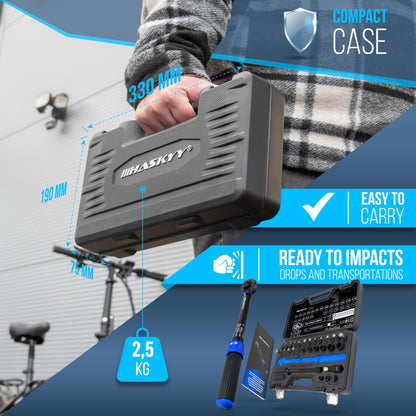 HASKYY Drehmomentschlüssel Set 3/8" 5-60Nm Motorrad - Black Series