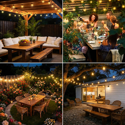 btfarm Solar Lichterkette Aussen 30 m, 40 LED G40, warmweiss