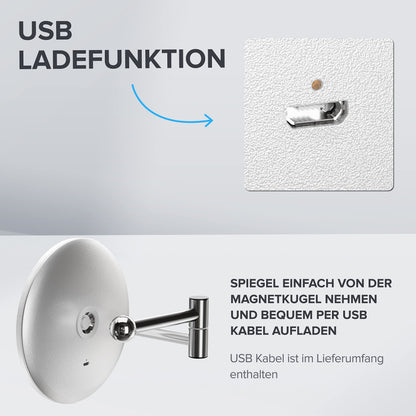 ovimar Kosmetikspiegel Vorupor Silber mit Beleuchtung, 5-fach