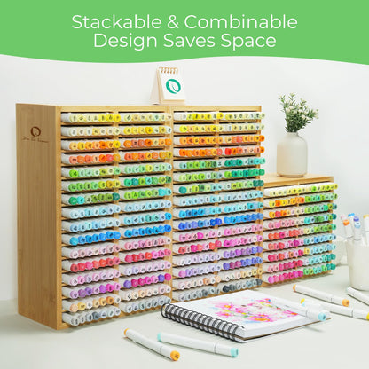 Ohuhu Bambus Marker Organizer – Desktop Aufbewahrung 224 Stifte