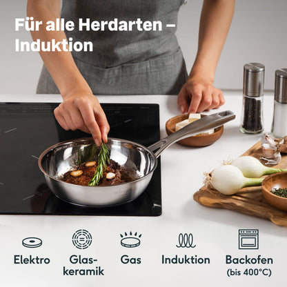 SILBERTHAL Edelstahl Bratpfanne unbeschichtet Induktion ofenfest 20cm