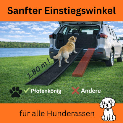 Pfotenkönig Hunderampe Auto klappbar, Alu, 1,80 m, bis 90 kg