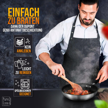 Profi Induktions-Bratpfannen-Set 20/28cm Edelstahl beschichtet