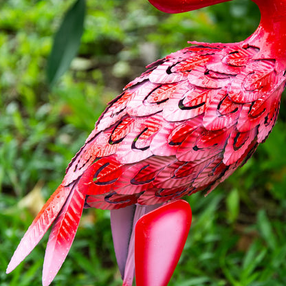 XONOR Flamingo Gartenstatuen aus Metall, 2er-Set, rosa, 65/59 cm
