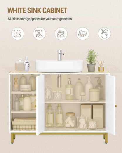 Hzuaneri Waschbeckenunterschrank Badezimmer Weiss BC09803G