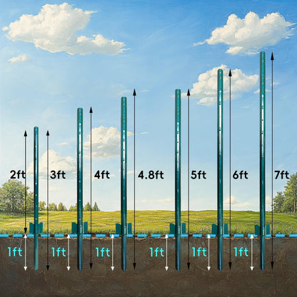 ARIFARO U-Zaunpfosten Kein Graben - 122cm, 10er-Pack