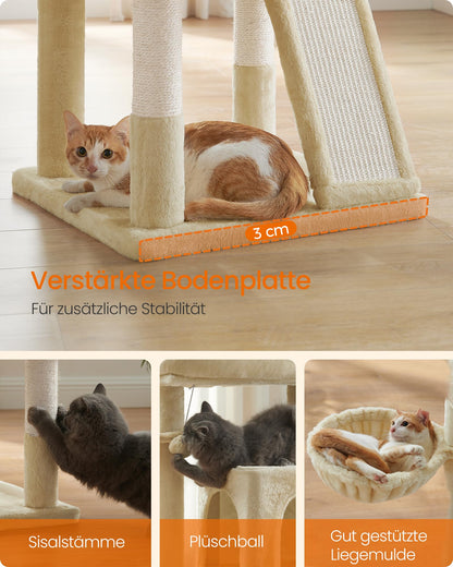 Feandrea Kratzbaum PCT51M, 96 cm, Katzenbaum mit Hängematte, beige